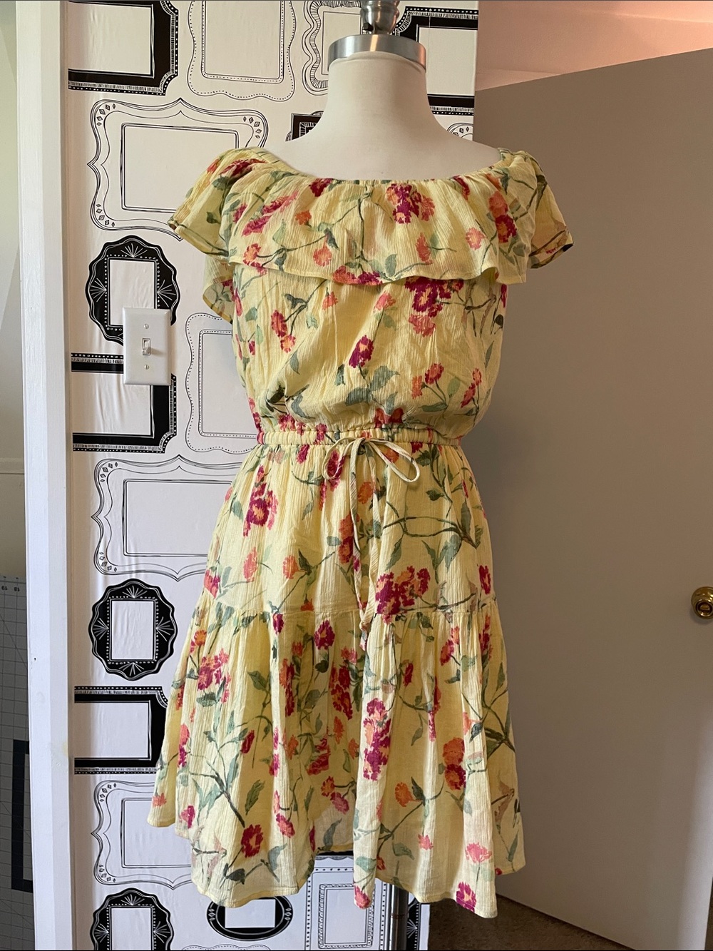 Lauren Ralph Lauren Yellow Floral Off-Shoulder Mini Dress
